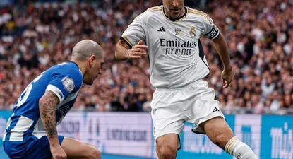 Maximiliano Pereira con Porto marcando al histórico Raúl de Real Madrid