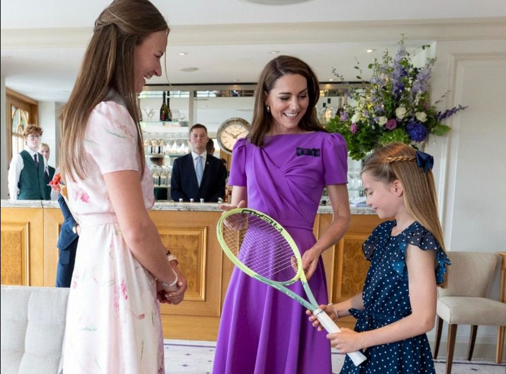 Kate Midletton, con su hija, en la previa de la final.