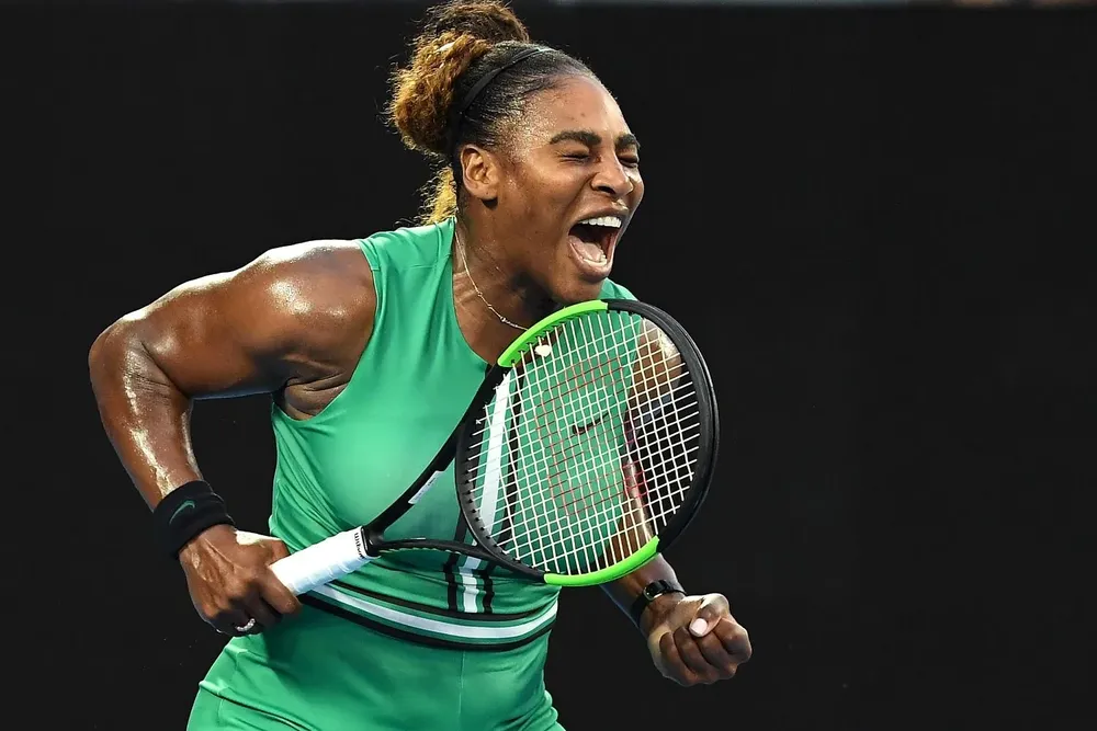 El festejo de Serena Williams tras ganarle a Simona Halep