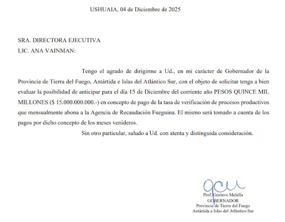 Luego de las renuncias en el Gabinete económico, Tierra del Fuego le pide a las empresas locales adelantar el pago de impuestos.