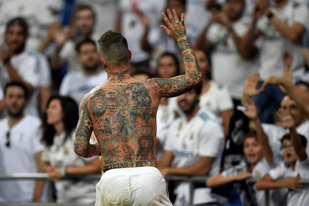 Setiembre de 2018, contra Leganés, sus tatuajes al descubierto