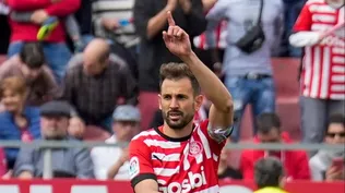 Stuani celebra su gol ante su exequipo, Espanyol
