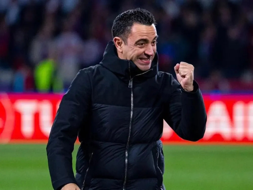 Xavi en rueda de prensa.