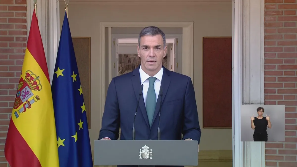 Pedro Sánchez, en un anuncio desde el Palacio de la Moncloa.