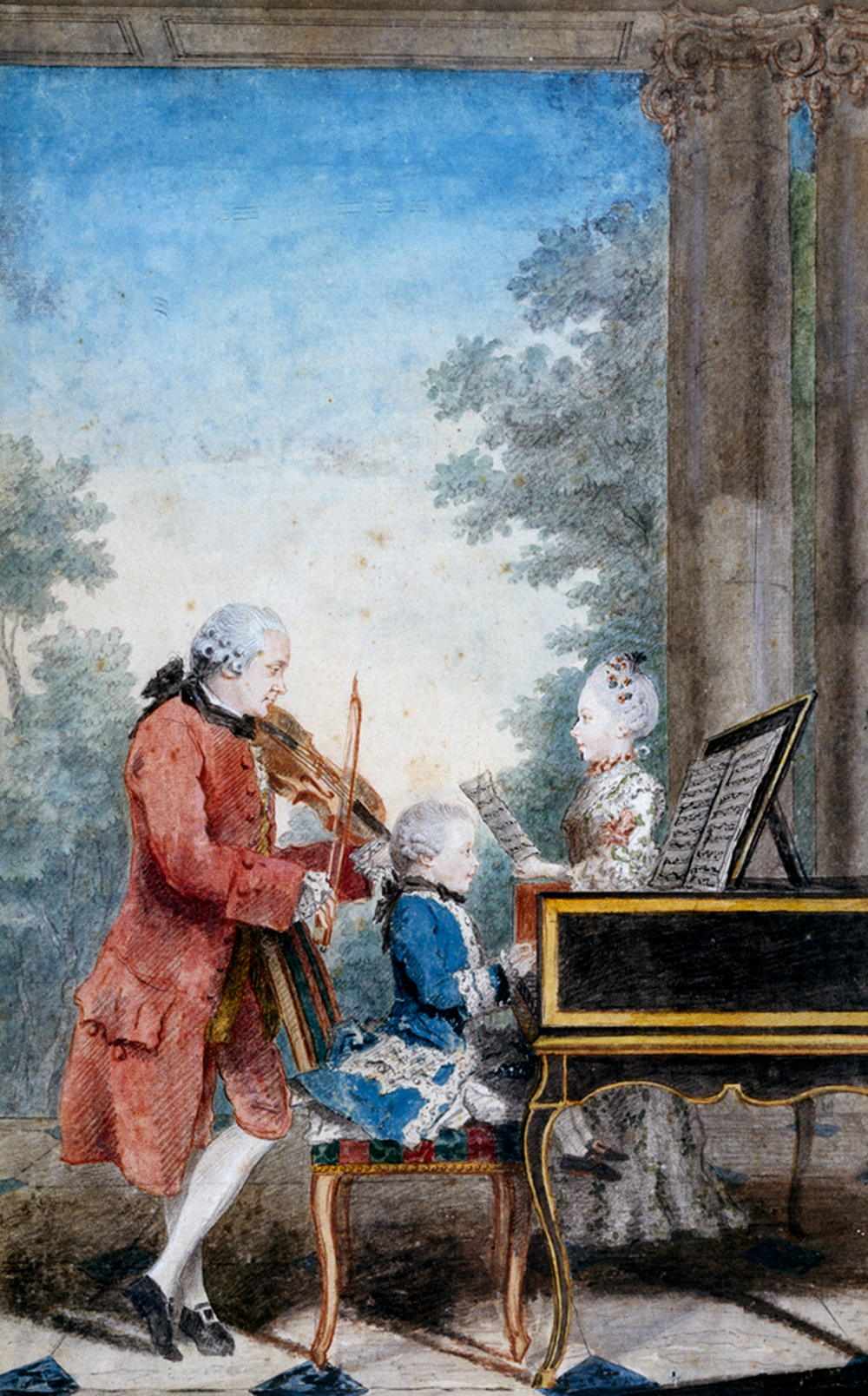 En esta obra de Louis de Carmontelle, se ve a Leopold junto a sus hijos.