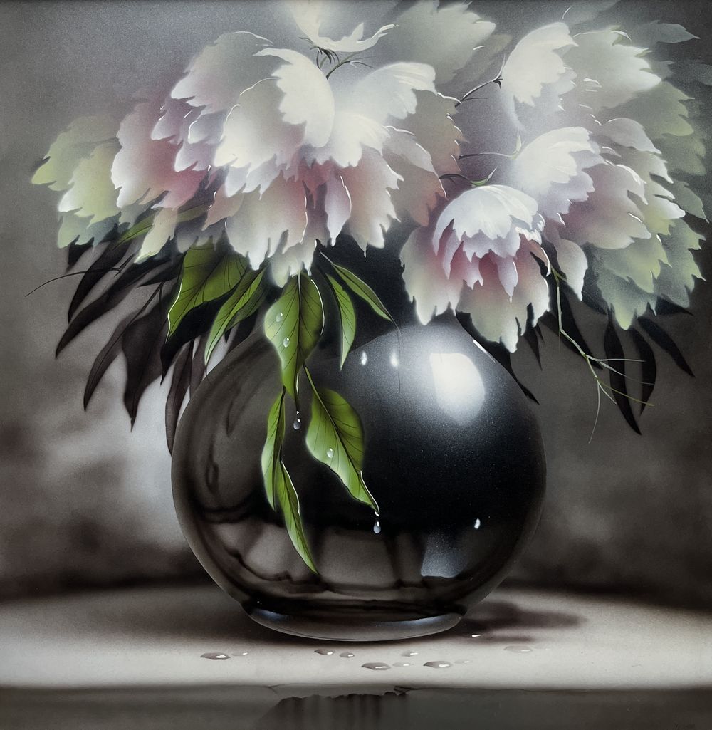 Enrique Medina. Acrílico sobre fibra. Flores. 