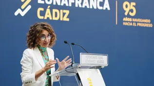 La ministra de Hacienda, María Jesús Montero, en Cádiz. EFE