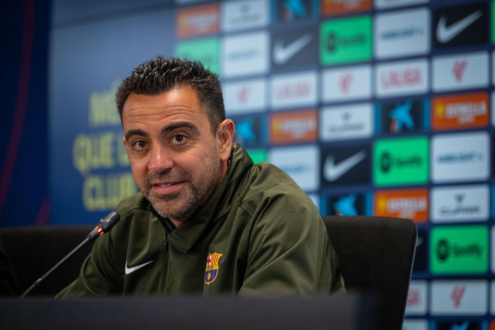 Xavi en rueda de prensa del Barcelona.