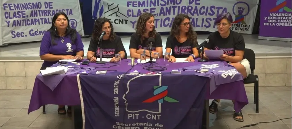 Conferencia de prensa de la Secretaría de Género del PIT-CNT por el Día de la Mujer