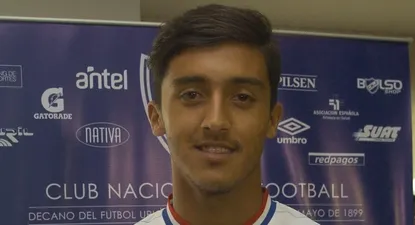 Kevin Ramírez en la presentación oficial de Nacional