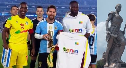 Benín le obsequió a Messi una réplica del Monumento a la Amazona
