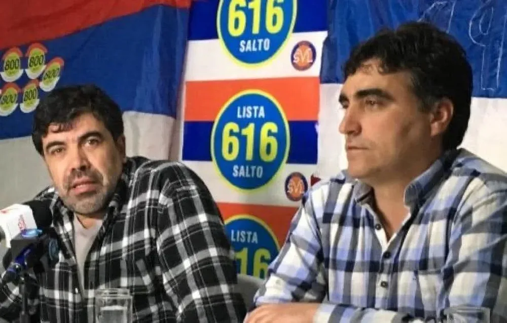 Archivo 2019. Óscar Andrade y Andrés Lima durante el lanzamiento de la campaña del comunista al Senado