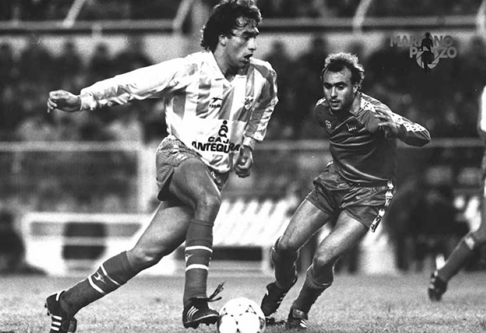 Gustavo Matosas defendiendo la camiseta de Málaga