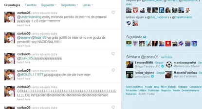 El brasileño de Nacional celebró el gol de Inter ante Peñarol