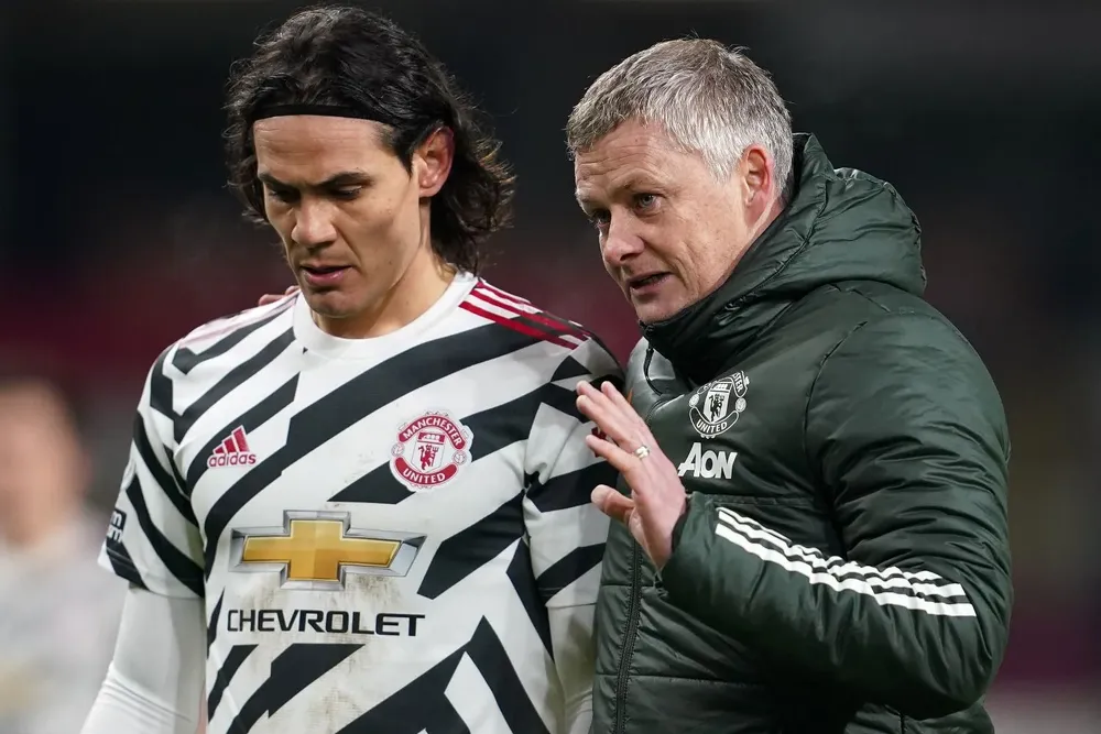 Cavani con Ole Gunnar Solskjaer