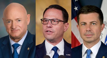 De izquierda a derecha: Mark Kelly, Josh Shapiro, Pete Buttigieg.