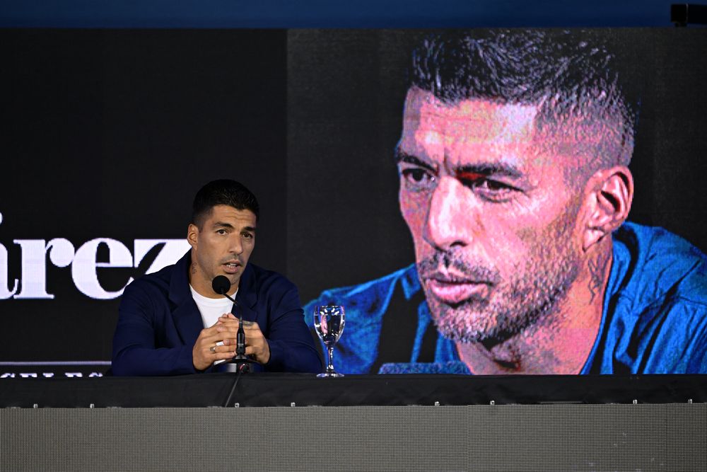 Luis Suárez en su conferencia de prensa de despedida de la selección de Uruguay