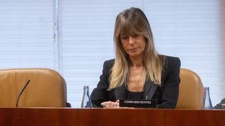 , Begoña Gómez, durante la Comisión de Investigación sobre programas de cátedras y postgrados de la Universidad Complutense de Madrid y empresas financiadoras, en la Asamblea de Madrid.