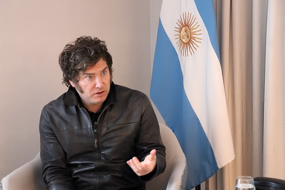El presidente Javier Milei, durante la entrevista con El Observador España.