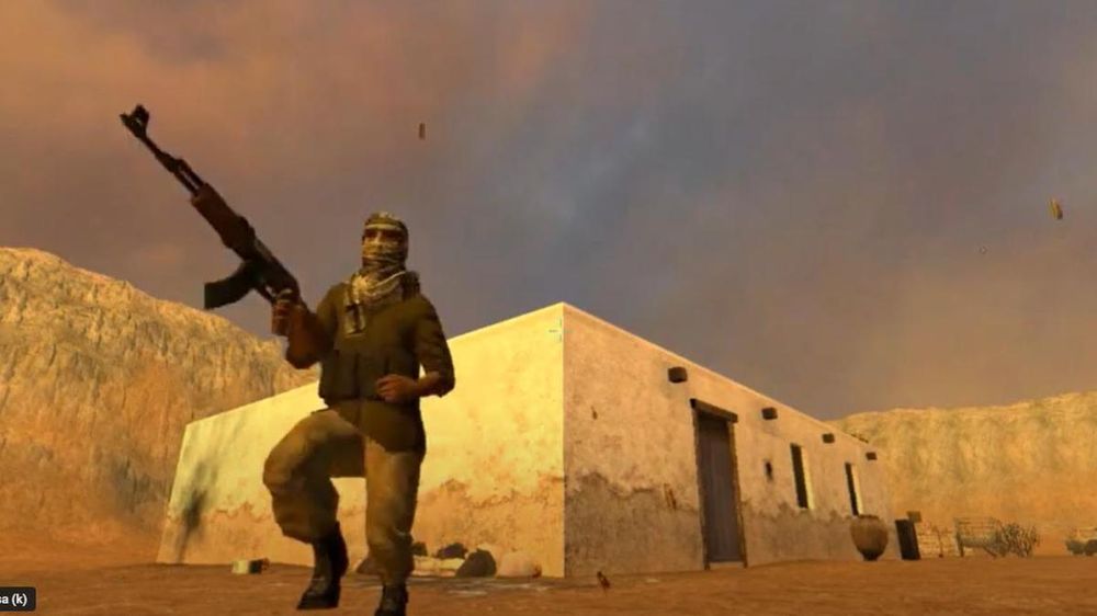 Un ataque suicida como parte de una escena de un videojuego.