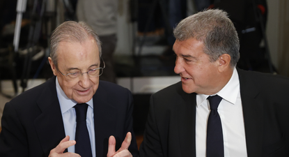 Florentino Pérez junto a Joan Laporta, presidente del FC Barcelona.