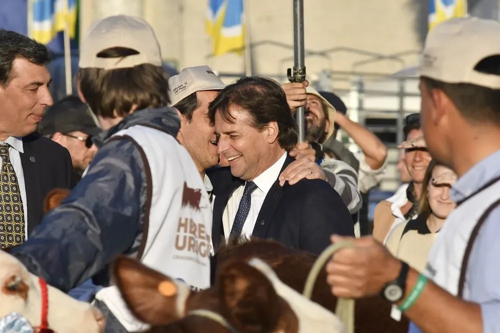 Luis Lacalle Pou en la pista de la raza Hereford.