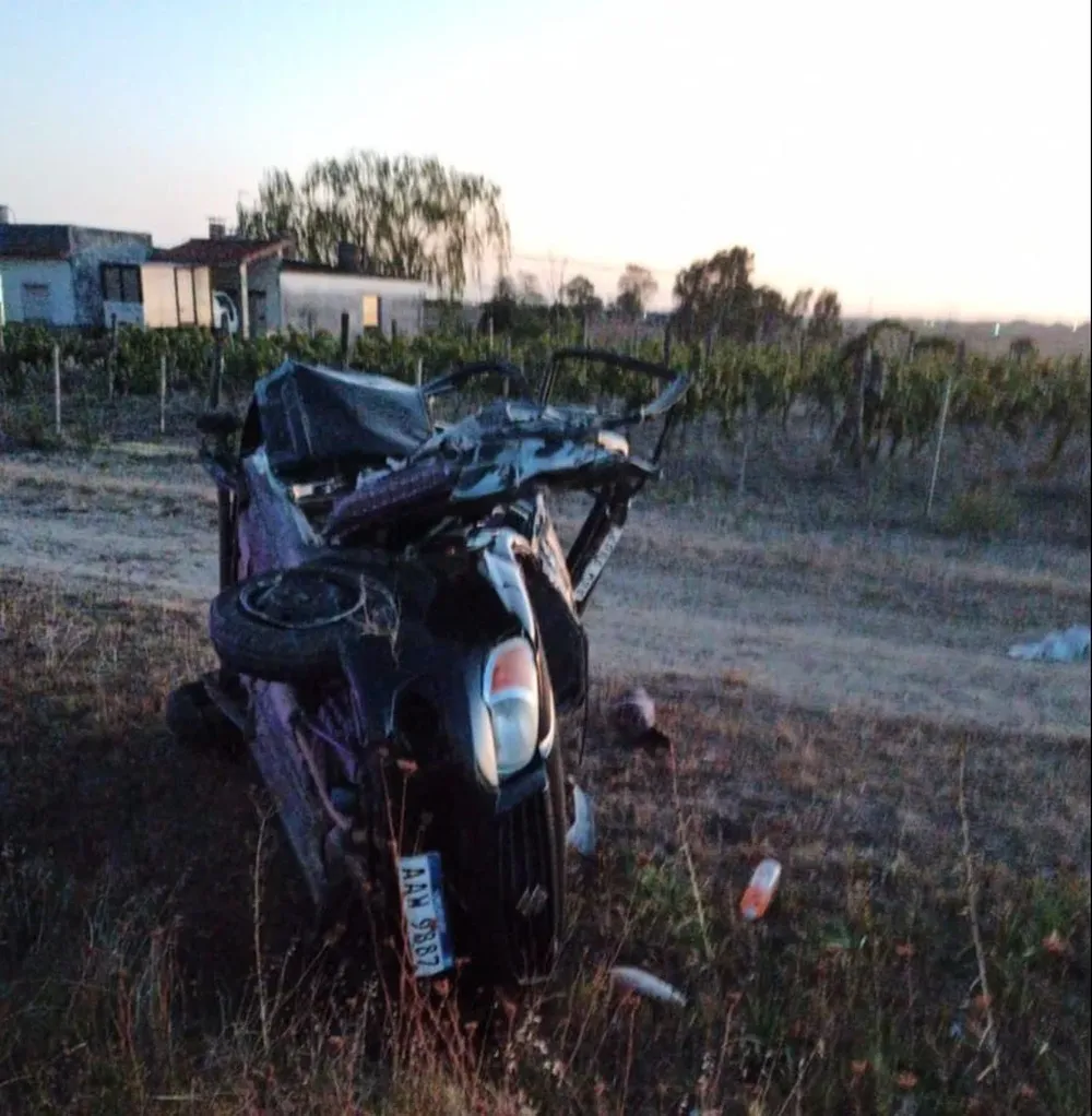 Así quedó el auto que volcó en la ruta