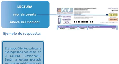 Ejemplo de un SMS a UTE.