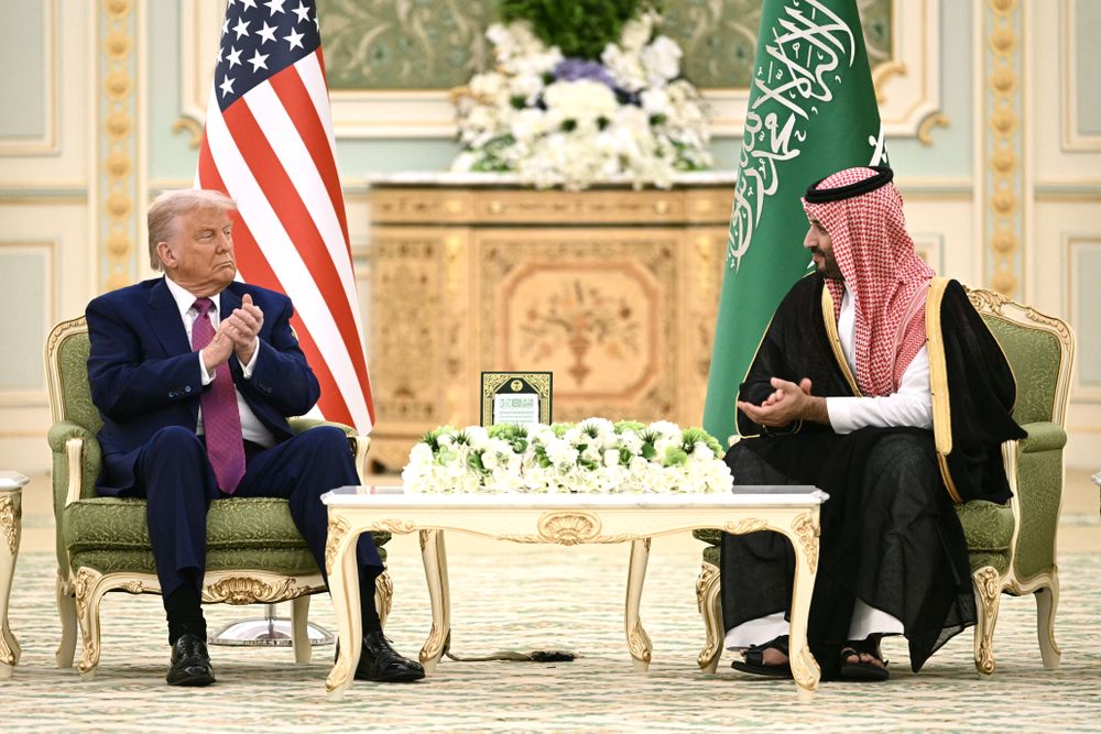 El presidente de EEUU Donald Trump y el príncipe heredero saudita, Mohamed bin Salmán, en Riad. 13 de mayo de 2025.&nbsp;