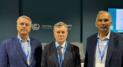 COP 29: Roberto Azevedo, ex Director General de la Organización Mundial del Comercio (OMC) y miembro de la red Grupo de Países Productores del Sur (GPS); Manuel Otero, Director General del IICA; y Muhammad Ibrahim, Director de Cooperación Técnica del IICA.