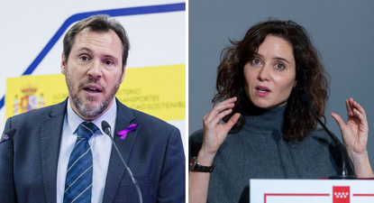 Oscar Puente, ministro de Transportes y la presidenta de la Comunidad de Madrid, Isabel Díaz Ayuso.