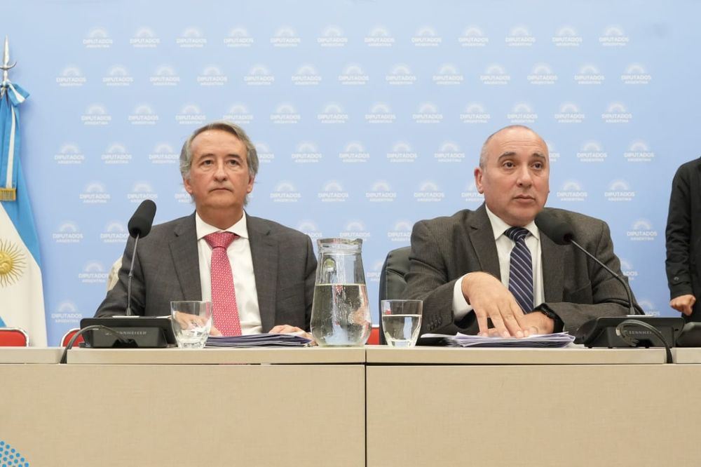 Nicolás Mayoraz y José Peluc en el plenario de comisiones por la reforma de la Ley de Glaciares.