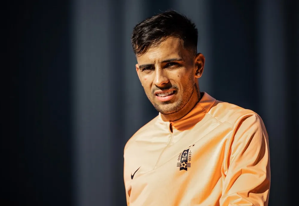 Rodrigo Zalazar en los entrenamientos de la selección uruguaya previos al Mundial 2026