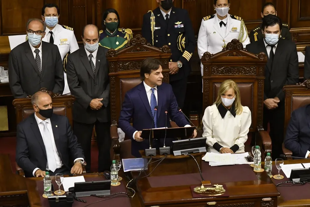 El presidente Luis Lacalle Pou ante la Asamblea General, este miércoles.