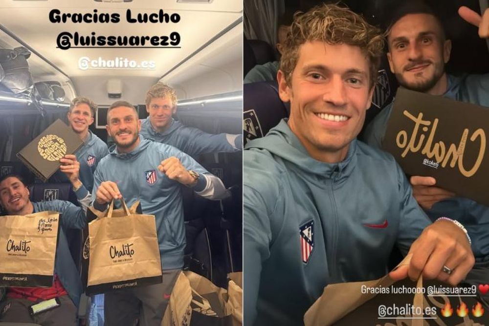 El festejo de los jugadores del Cholo Simeone acompañado por un menú de Chalito, la cadena de restaurantes de Luís Suárez.