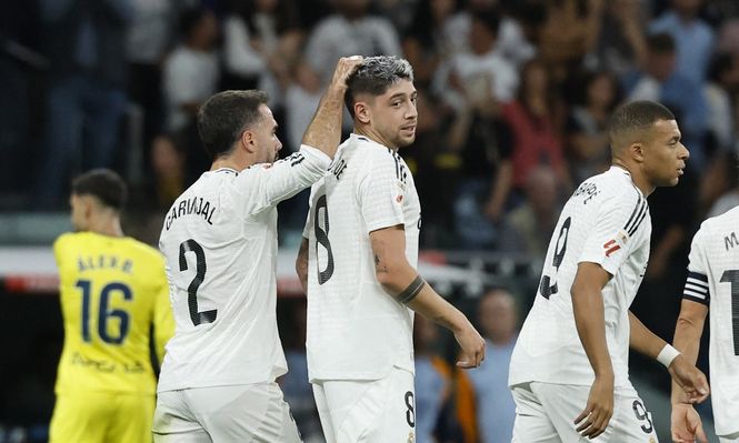 Festejo de Federico Valverde en Real Madrid