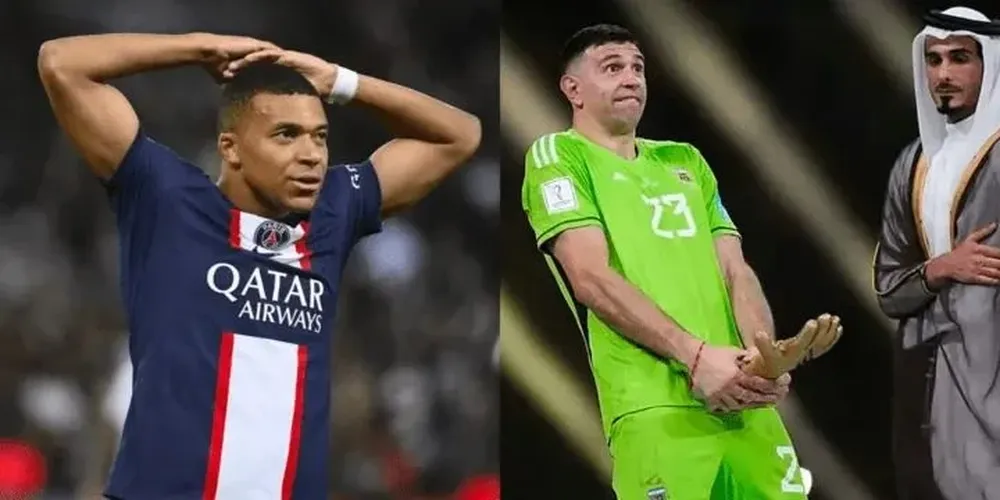 Mbappé y Dibu Martínez