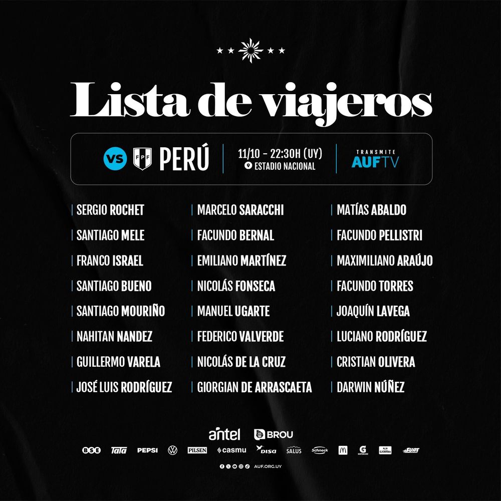 Viajeros de la selección uruguaya a Lima