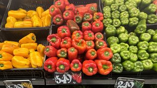 Precios de frutas y verduras: lo que vale el morrón (foto realizada este lunes 15 de julio de 2024 en un supermercado del barrio Sur).