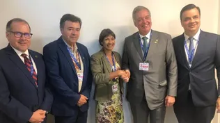 Participaron en el evento Lloyd Day, Subdirector General del IICA; Esteban Valenzuela, ministro de Agricultura de Chile; Su McCluskey, Representante Especial para la Agricultura de Australia; Fernando Mattos, presidente del Consejo Agropecuario del Sur (CAS) y ministro de Ganadería, Agricultura y Pesca de Uruguay y Roberto Perosa, secretario de Comercio y Relaciones Internacionales del Ministerio de Agricultura y Ganadería de Brasil.