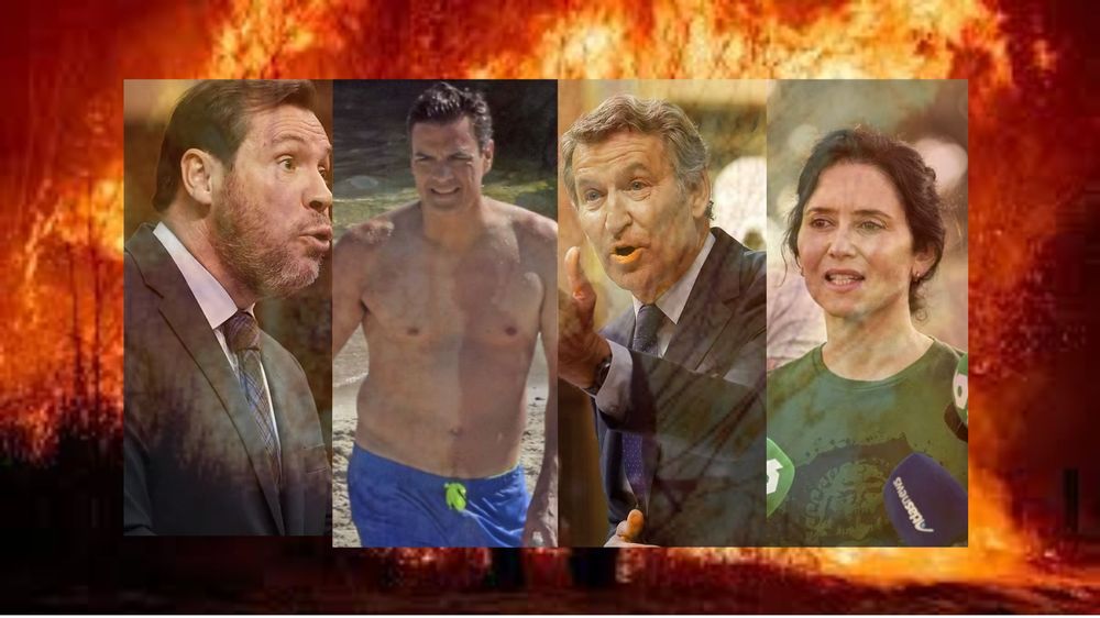 Oscar Puente, ministro de Transportes, Pedro Sánchez, presidente del Gobierno, Alberto Núñez Feijóo, líder del PP e Isabel Díaz Ayuso, presidenta madrileña.