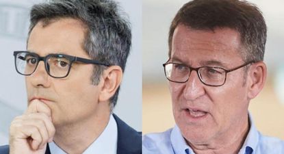 El ministro de Presidencia, Relaciones con las Cortes y Memoria Democrática, Félix Bolaños, y el presidente del PP, Alberto Núñez Feijóo