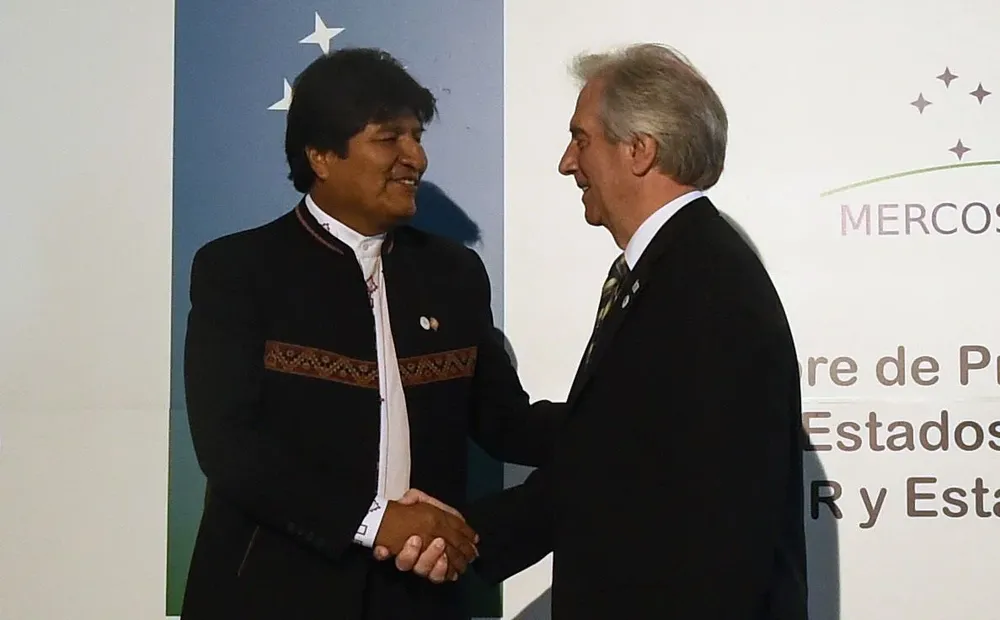 Evo Morales y Tabaré Vázquez en la Cumbre del Mercosur
