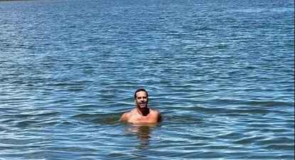 Lacalle se bañó en el Río Negro
