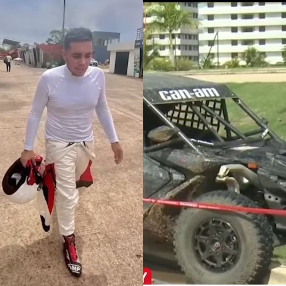El piloto asesinado y el auto de rally en el que estaba
