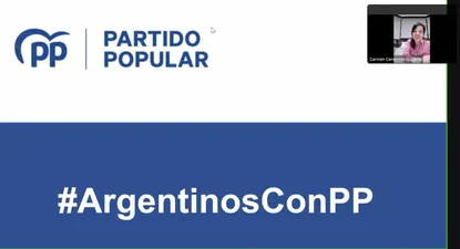 Carmen Cervantes, Secretaria de Migraciones del PP, durante el encuentro.