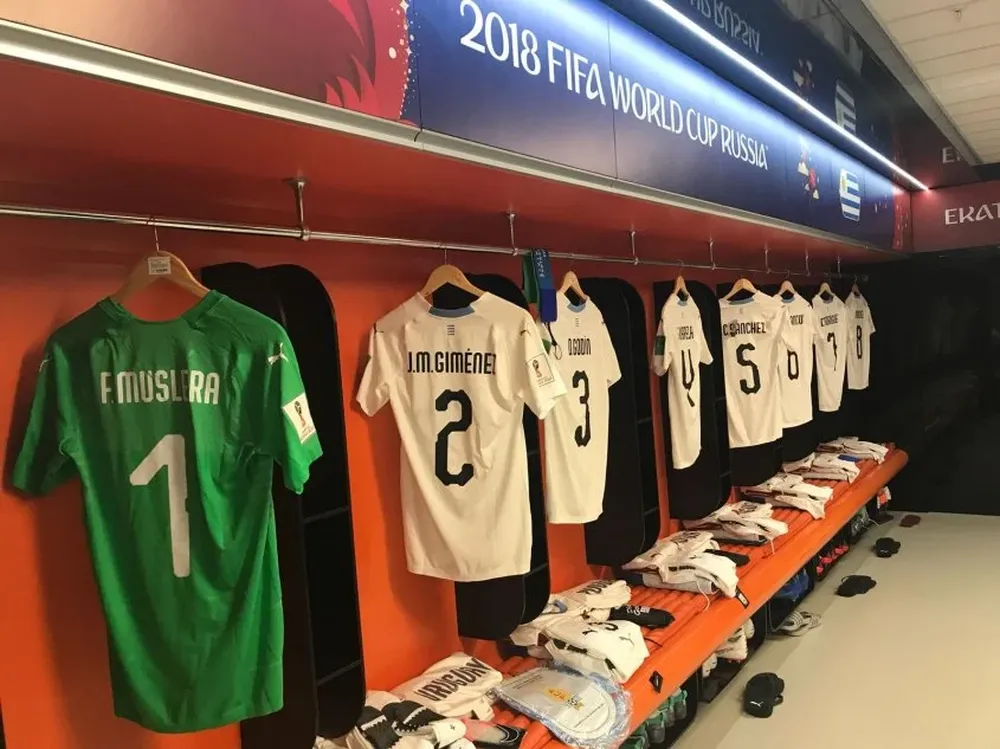 El vestuario de Uruguay en Ekaterimburgo