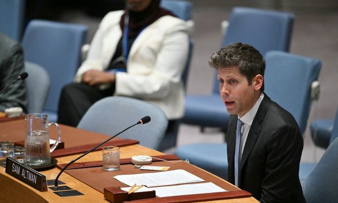 Sam Altman en la sesión extraordinaria del Consejo de Seguridad de la ONU.