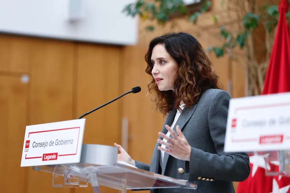 Isabel Díaz Ayuso, durante su comparecencia en Madrid.