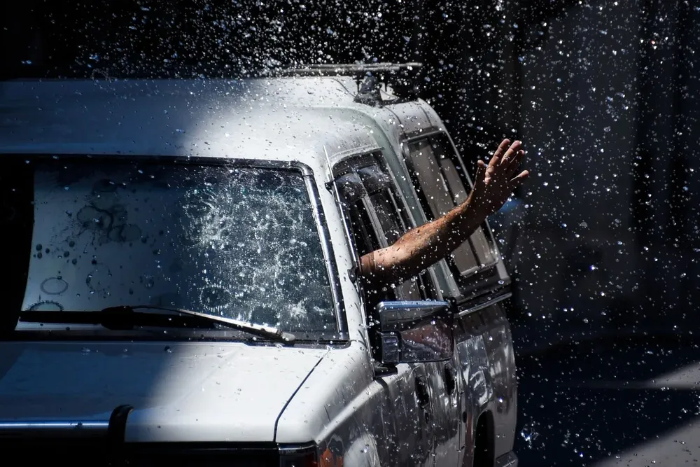 Archivo, 2021. Guerra de agua de fin de año 2021 en Ciudad Vieja